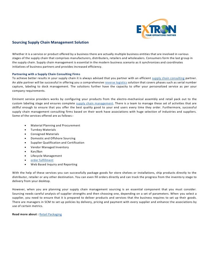 Sourcing supply chain management solution