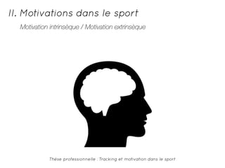II. Motivations dans le sport 
Motivation intrinsèque / Motivation extrinsèque 
Thèse professionnelle : Tracking et motivation dans le sport 
 