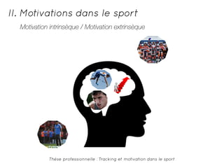 II. Motivations dans le sport 
Motivation intrinsèque / Motivation extrinsèque 
Thèse professionnelle : Tracking et motivation dans le sport 
 