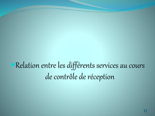 Relation entre les différents services au cours 
de contrôle de réception 
11 
 