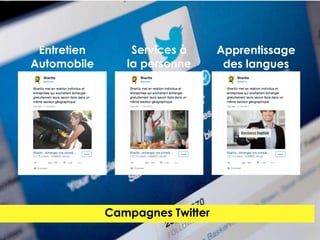 Campagnes Twitter
Entretien
Automobile
Services à
la personne
Apprentissage
des langues
 