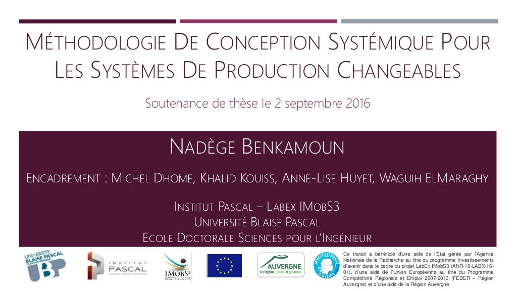 Soutenance de thèse doctorale "Méthodologie De Conception Systémique