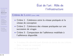 Introduction
Contexte
Objectifs
´Etat de l’art
D´emarche
Recherches
eﬀectu´ees
Crit`eres
analytiques
Mod´elisation
num´eri...