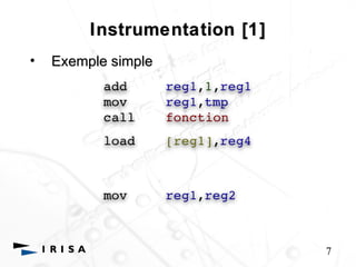 Instrumentation [1] 
• Exemple simple 
7 
 