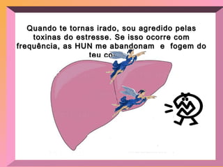 Quando te tornas irado, sou agredido pelas toxinas do estresse. Se isso ocorre com frequência, as HUN me abandonam  e  fogem do teu corpo... 