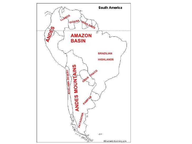 South America Physical Map Llanos