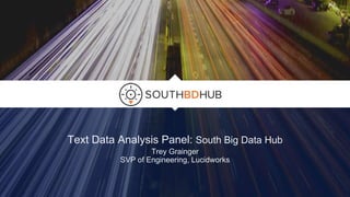 Text Data Analysis Panel: South Big Data Hub
Trey Grainger
SVP of Engineering, Lucidworks
 
