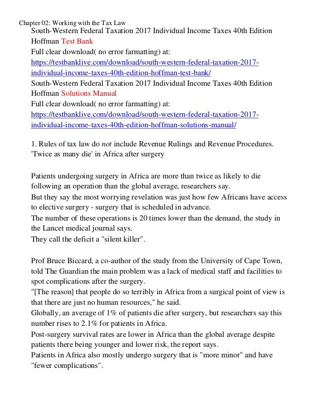 South Western Federal Taxation 2017 Individual Income Taxes - 