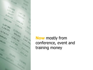 Now  mostly from conference, event and training money 