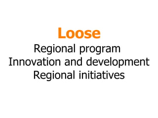 Loose Regional program  Innovation and development Regional initiatives 