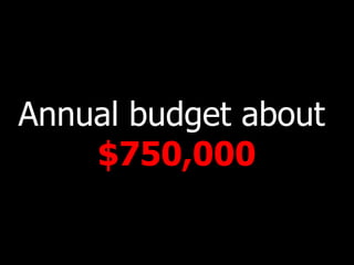 Annual budget about  $750,000 