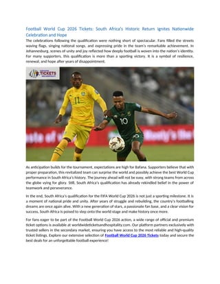 South Africa FIFA World Cup Tickets: South Africa qualifies for the ...