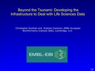 Beyond the Tsunami: Developing the Infrastructure to Deal with Life Sciences Data   Christopher Southan and  Graham Cameron, EMBL-European Bioinformatics Institute (EBI), Cambridge, U.K.   
