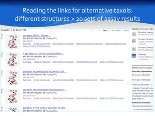 Reading the links for alternative taxols: 
different structures > 20 sets of assay results 
10 
 