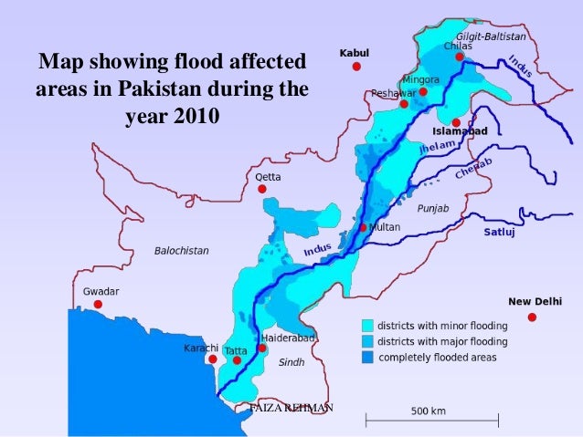 map showing flood affected areas in
