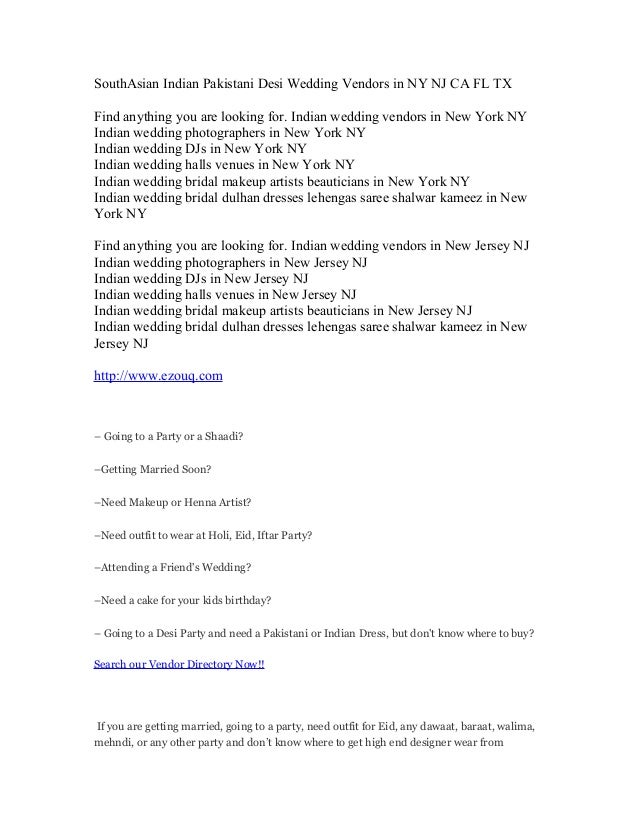 South Asian Indian Pakistani Desi Wedding Vendors In Ny Nj Ca Fl Tx