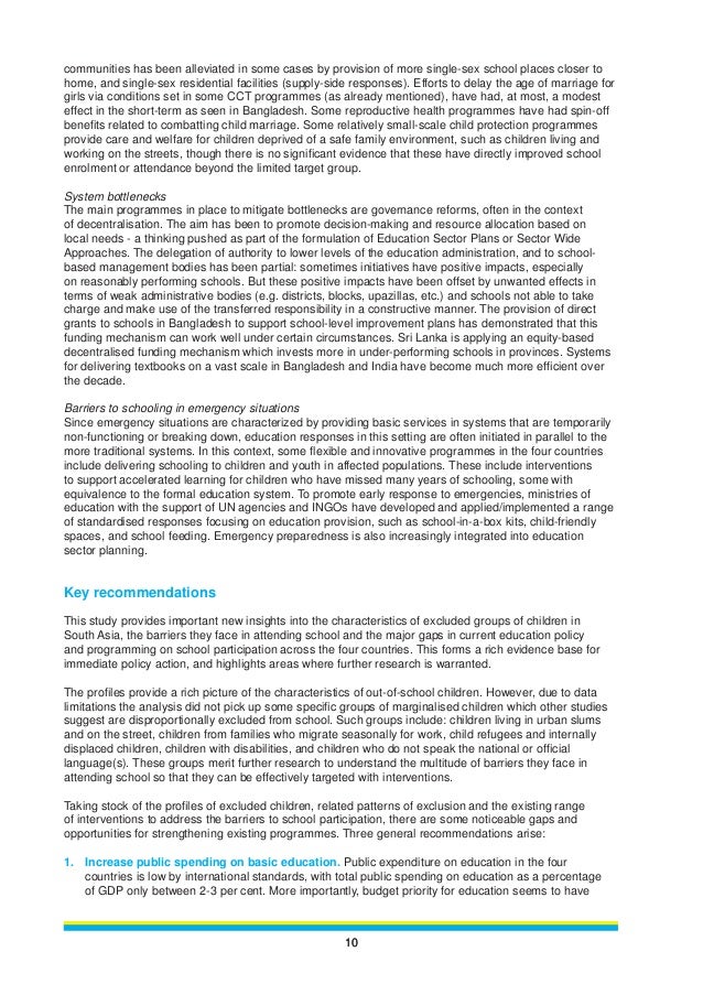 Executive Summary: Global Initiative on Out-of-School Children in South Asia Slide 14