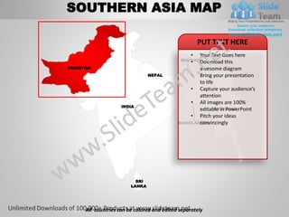 South asia powerpoint editable continent map with countries templates ...