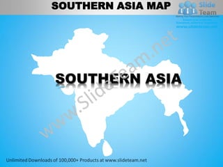 South asia powerpoint editable continent map with countries templates ...