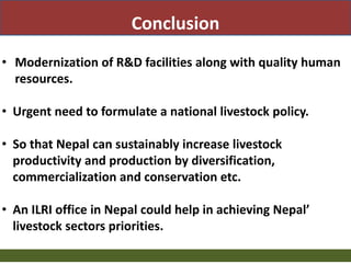 Priority areas of livestock sector for strengthening food and nutrition security in Nepal