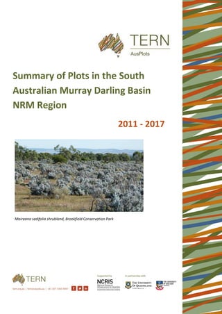 Maireana sedifolia shrubland, Brookfield Conservation Park
Summary of Plots in the South
Australian Murray Darling Basin
NRM Region
2011 - 2017
 