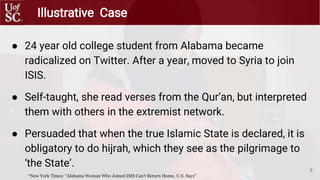 ● 24 year old college student from Alabama became
radicalized on Twitter. After a year, moved to Syria to join
ISIS.
● Sel...