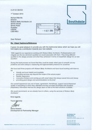Southdale Reference Letter
