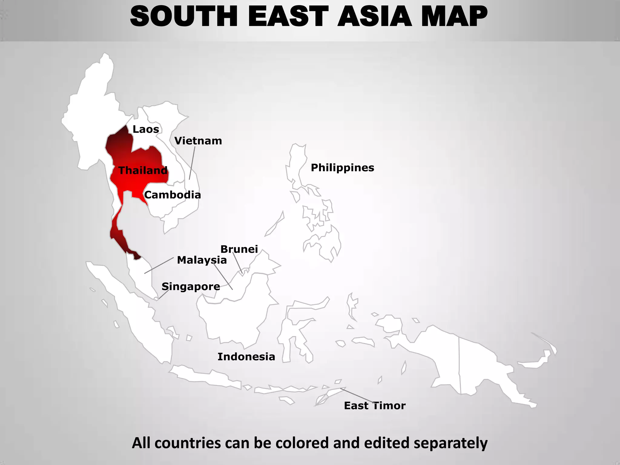 South east asia editable continent map with countries | PPTX
