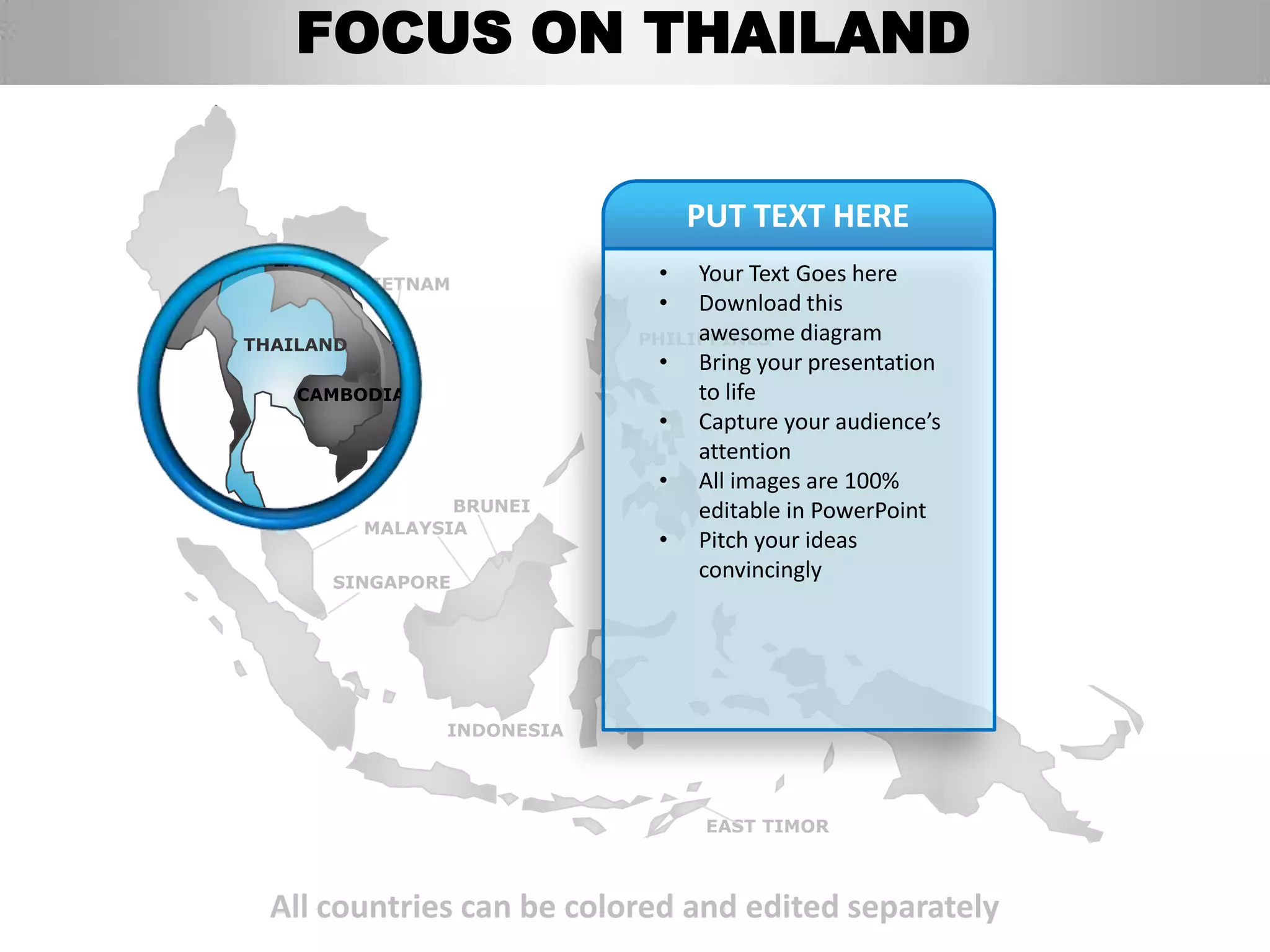 South east asia editable continent map with countries | PPTX