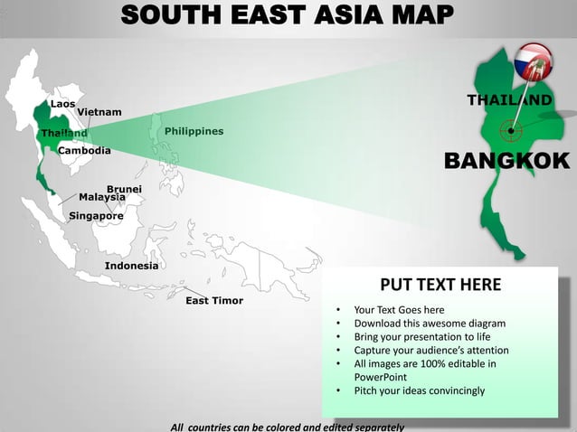 South east asia editable continent map with countries | PPTX