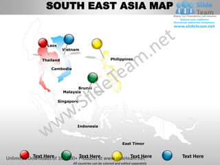South east asia powerpoint editable continent map with countries ...