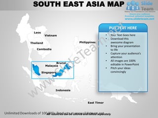 South east asia powerpoint editable continent map with countries ...