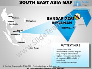 South east asia powerpoint editable continent map with countries ...