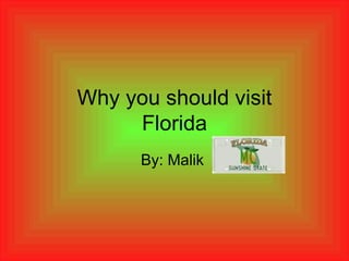 Why you should visit Florida By: Malik  