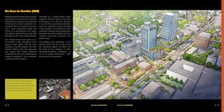 SOUTH END VISION PLAN	 5554	 SOUTH END VISION PLAN SOUTH END VISION PLAN	 5554	 SOUTH END VISION PLAN
The Vision for Camden (2030)
Stretching from the flatiron corner of South
Tryon Street to Tremont Avenue, the heart
ofSouthEndhaslongbeenalongCamden
Road. Since it's earliest manifestation as a
compact artist's row, Camden has grown
into a major employment center that
thrives on its connectivity to the region
with both the Bland Station and the East/
West Station within easy walking distance.
Even though towers have sprung up in
this corridor to take advantage of the
regional transit system and the other
amenities in walking distance, the older
industrial buildings have been preserved
and re-used. Their historic character,
combined with their taller contemporary
neighbors embraced a new generation
of art galleries and museums.
Converted to a curbless festival street
complete with brick pavers reminiscent
of the original mills in the area, Camden
is a place where events and celebrations
occur on a weekly basis. By day, the street
is open to traffic, but at night and on the
weekends it becomes the property of the
thousands who stroll by vendor carts and
among its many bars, restaurants, and
event venues.
And perhaps most importantly, as the
hearth of South End, it's a place where
the community gathers for festival like
the Fourth of July, Christmas, or other
neighborhood-specific celebrations as
well as for nightly entertainment - both
programmed and improvised.
21
1 View of Camden Road near East
Boulevard looking towards South
Boulevard / 2 Conceptual illustration
of new mixed-use towers within a
short walk of the East/West Station
 