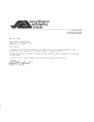 Southern athletic club testimonial 1993 05 20