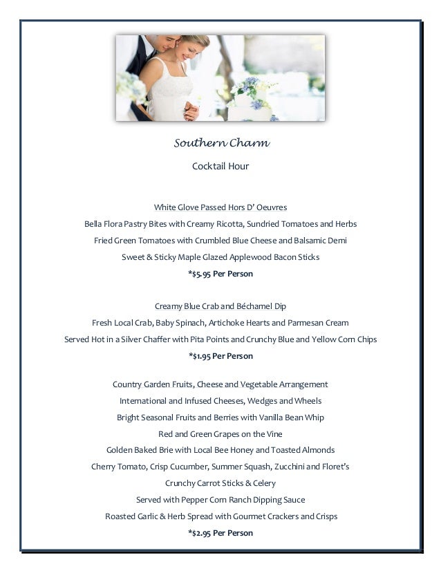 Southern Charm Wedding Reception Menu