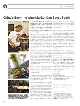 22
2012 Southern Innovator
•	China Wines Information: A website with the
latest news and events on China’s fast-growing
wi...