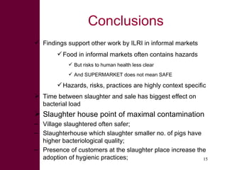 Managing risks in emerging pork markets: Safe food in informal markets