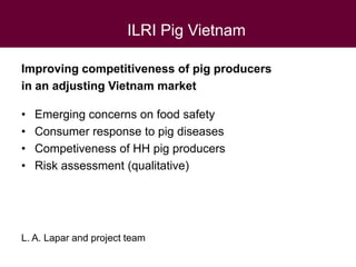 Veterinary public health research in Southeast Asia:  lessons for managing health risks in smallholder  pig systems
