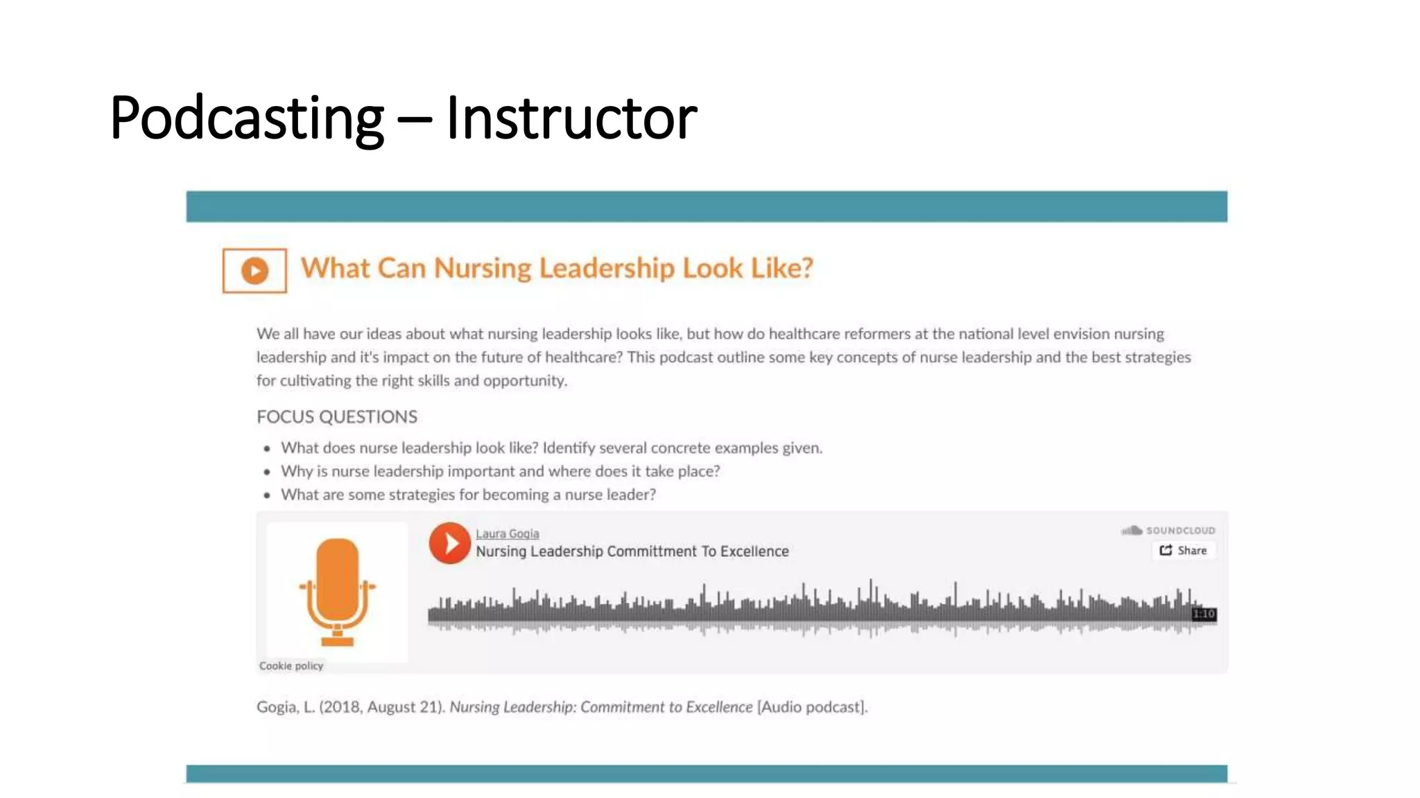 Podcasting – Instructor
 
