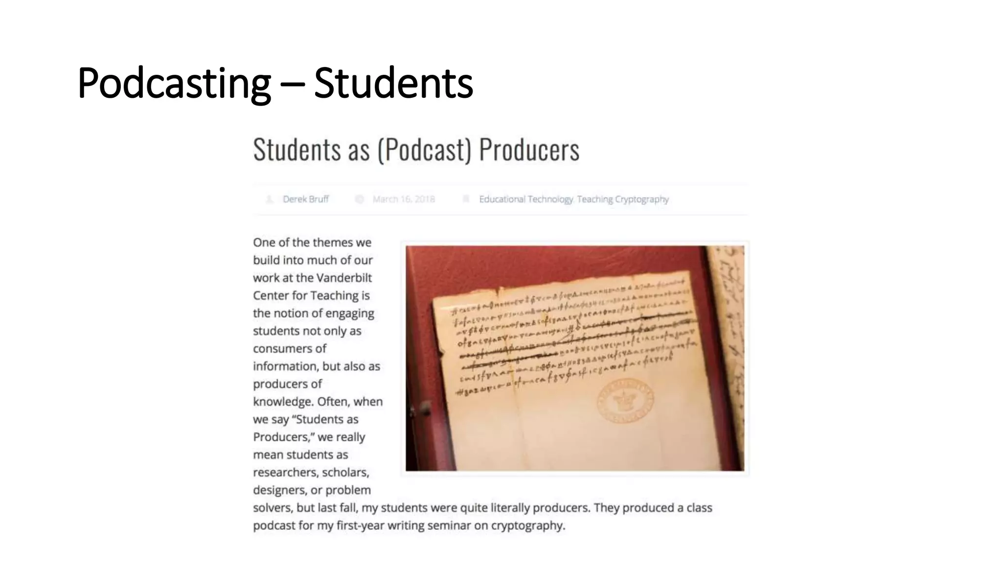 Podcasting – Students
 