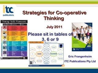 Strategies for Co-operative Thinking  July 2011 Eric Frangenheim ITC Publications Pty Ltd Please sit in tables of 3, 6 or 9 