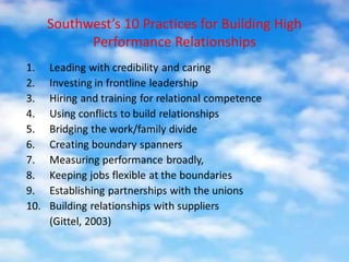 Southwest’s 10 Practices for Building High
Performance Relationships
 