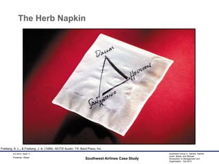The Herb NapkinSouthwest Airlines Case Study9-2-2010, Slide 11Freiberg, K. L., & Freiberg, J. A. (1996). NUTS! Austin, TX: Bard Press, Inc.Presenter: Blaise