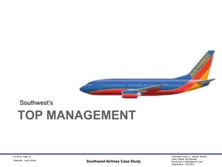 Top ManagementSouthwest’sSouthwest Airlines Case Study9-2-2010, Slide 16Presenter: Justin Boone