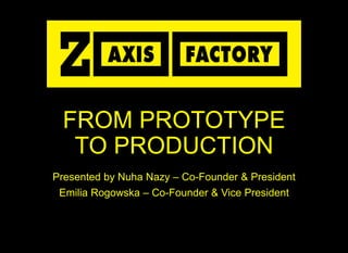 FROM PROTOTYPE
TO PRODUCTION
Presented by Nuha Nazy – Co-Founder & President
Emilia Rogowska – Co-Founder & Vice President
 