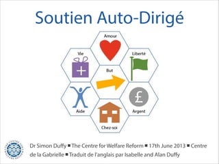Soutien Auto-Dirigé

Dr Simon Duﬀy ￭ The Centre for Welfare Reform ￭ 17th June 2013 ￭ Centre
de la Gabrielle ￭ Traduit de l'anglais par Isabelle and Alan Duﬀy

 
