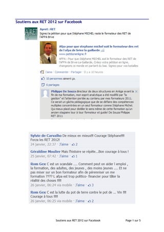 Soutiens aux RET 2012 sur Facebook




                    Soutiens aux RET 2012 sur Facebook   Page 1 sur 5
 