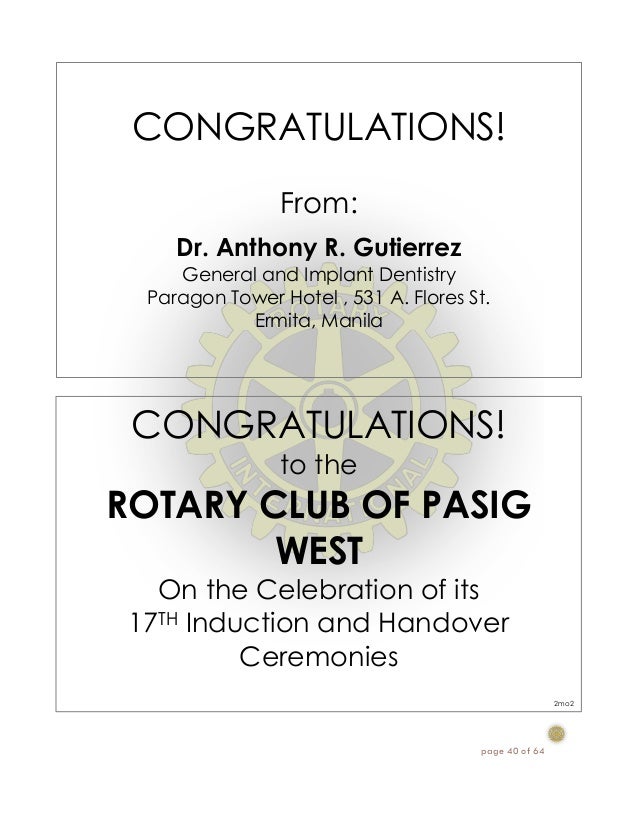17th Handover and Induction Ceremonnies Souvenir Program 17th Handover and Induction Ceremonnies Souvenir Program